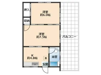 しろがねマンション(2K/3階)の間取り写真