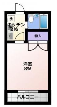 MAKANAII(1K/2階)の間取り写真