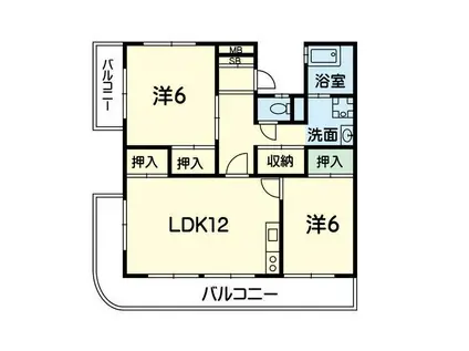 ラ・フレーズ帯山(2LDK/4階)の間取り写真