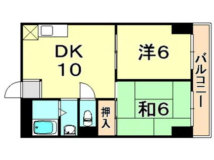 長谷川ハイツ(2DK/4階)の間取り写真
