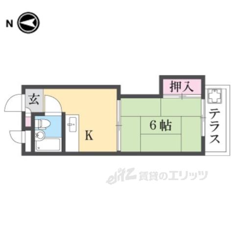 オークマンション(1K/1階)の間取り写真