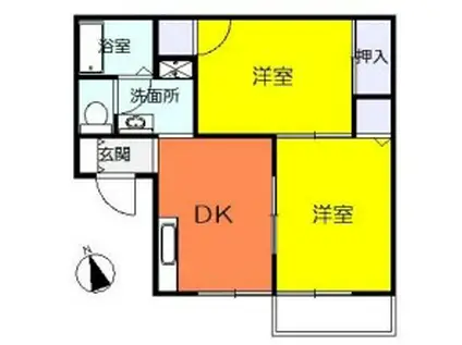 ハイムデパウゼ(2K/1階)の間取り写真