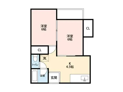 フォーブリックイガラベB(2DK/1階)の間取り写真