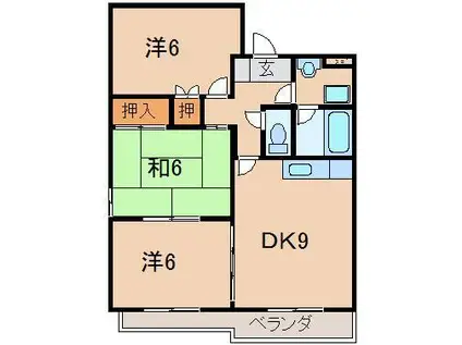 テラハイツ(3DK/2階)の間取り写真