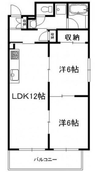 K1ハイム東雲(2LDK/4階)の間取り写真