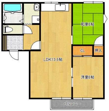 フレグランス南町A(2LDK/2階)の間取り写真