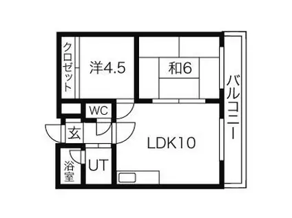 ノースシティ17(2LDK/1階)の間取り写真