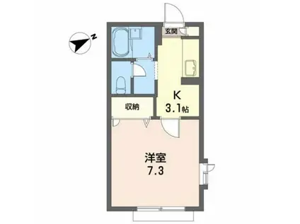 ジュネスTOKAI A(1K/2階)の間取り写真