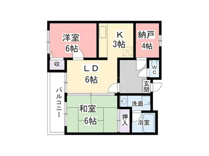 ロジメントコバ(2SLDK/4階)の間取り写真