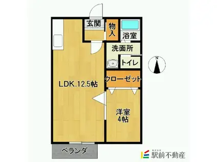 パインハイツII(1LDK/2階)の間取り写真