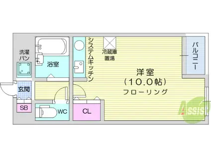 ブランドール河原町プラザ(ワンルーム/2階)の間取り写真