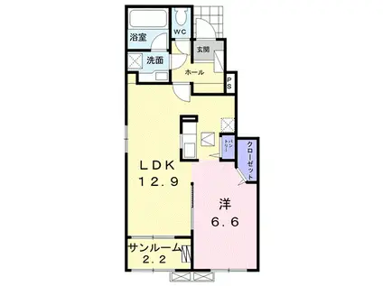 ラパン町村 I(1LDK/1階)の間取り写真