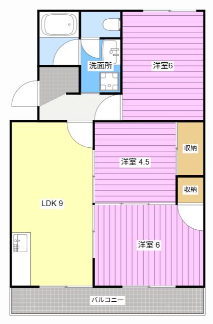 田マンション(3LDK/3階)の間取り写真