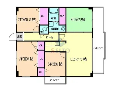 エトワール緑丘(4LDK/4階)の間取り写真