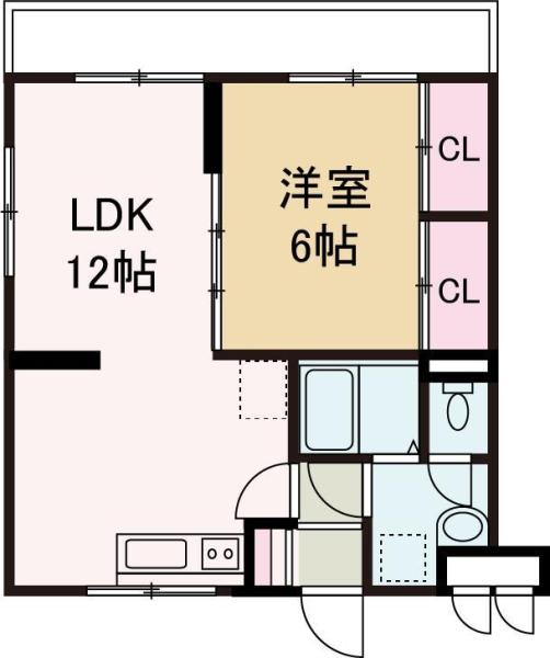 ロイヤルメゾン白浜(1LDK/2階)の間取り写真