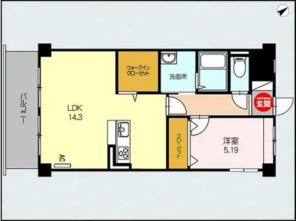 PACE万代(1LDK/2階)の間取り写真