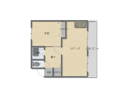 アリュール荘園II(1LDK/4階)の間取り写真