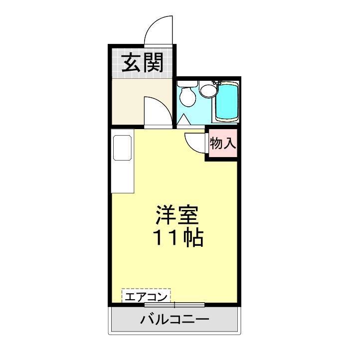 宮田町フラワーハイツ(ワンルーム/2階)の間取り写真