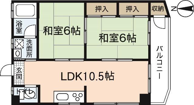 JSビル美鈴園弐番館(2LDK/4階)の間取り写真