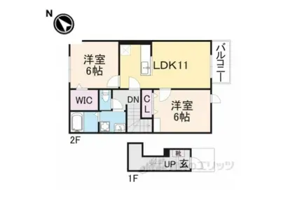 カーサ・ルーリオ2(2LDK/2階)の間取り写真