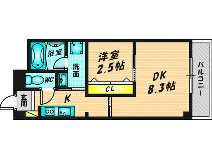 K.BLD(1LDK/3階)の間取り写真