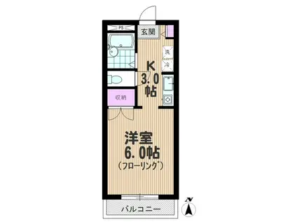 マナコート(1K/1階)の間取り写真