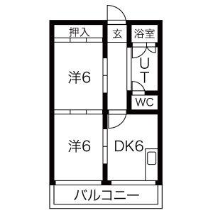 コーポあさひや(2DK/4階)の間取り写真