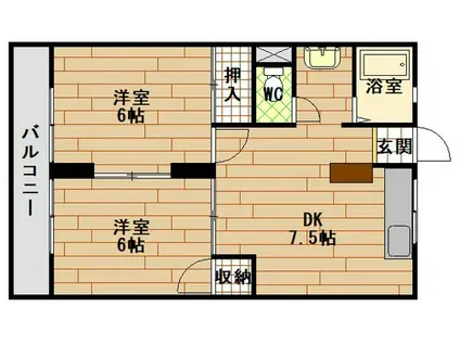 戸坂ラックビル(2DK/2階)の間取り写真