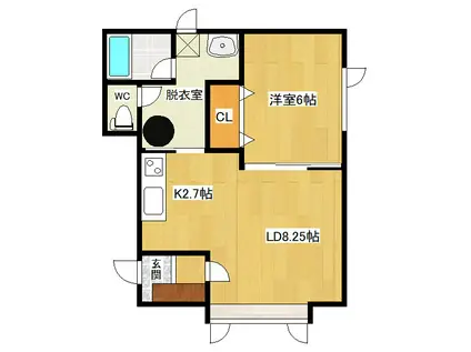コーポラスマルミIII(1LDK/2階)の間取り写真