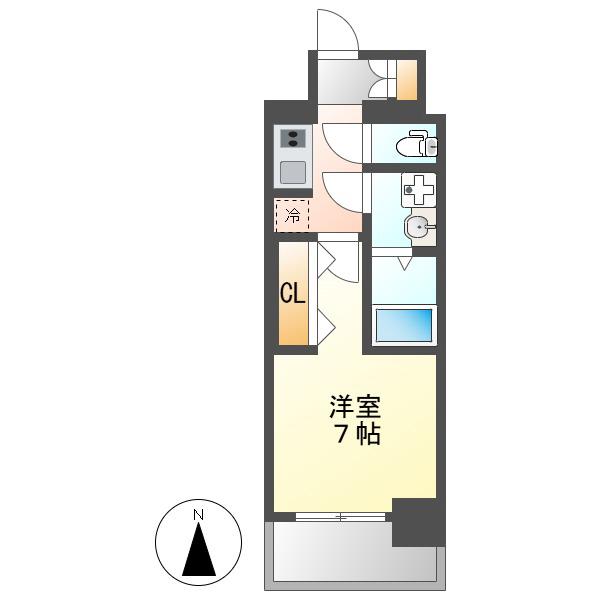 SーRESIDENCE尾頭橋CLARITY(1K/11階)の間取り写真