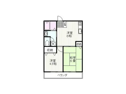 クリオネII(2DK/2階)の間取り写真