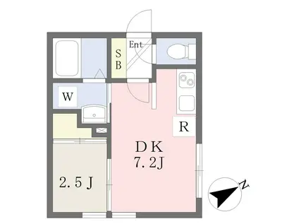 リコルド河原町(1DK/1階)の間取り写真