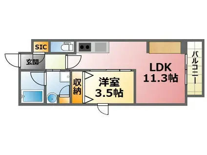 アイエフノヴァ水波町(1LDK/3階)の間取り写真