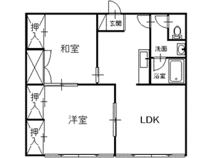 リバービュー(2LDK/2階)の間取り写真
