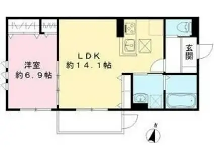 源ハイツ(1LDK/1階)の間取り写真