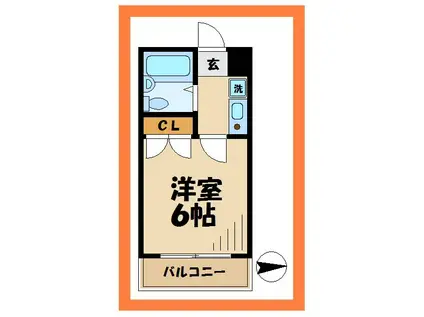 スカイコート多摩川第2(1K/4階)の間取り写真