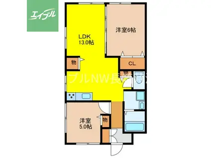 ディア・カーサ京(2LDK/1階)の間取り写真