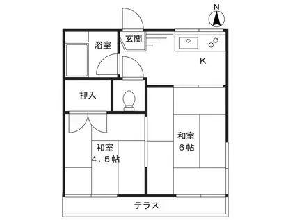 若草ハイツ(2K/1階)の間取り写真
