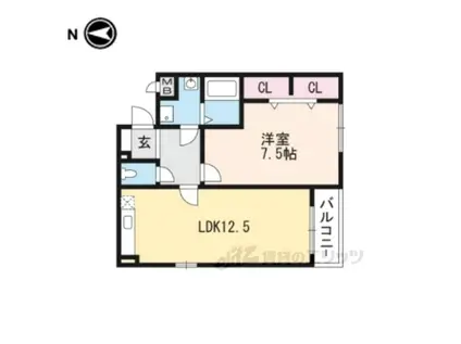 ロ・ピュール(1LDK/2階)の間取り写真