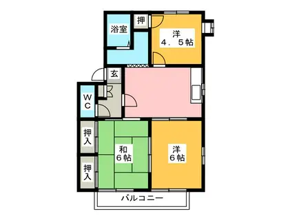 マロンハイツII C(3DK/2階)の間取り写真