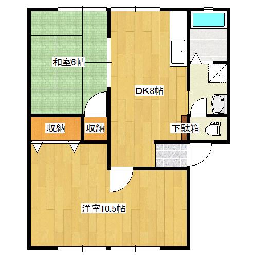 コーポ赤坂(2DK/1階)の間取り写真