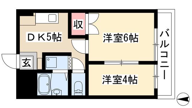 コーポ川原(2DK/5階)の間取り写真