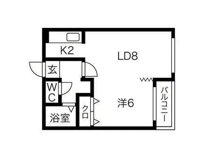 パークシティ南郷(1LDK/2階)の間取り写真