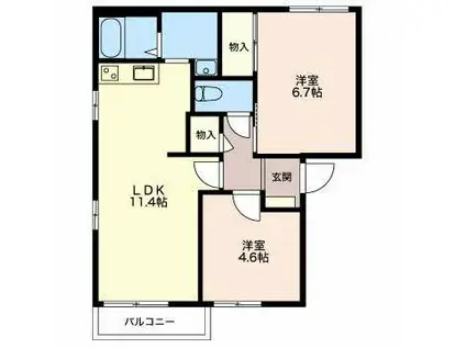 アペックス日進A(2LDK/2階)の間取り写真