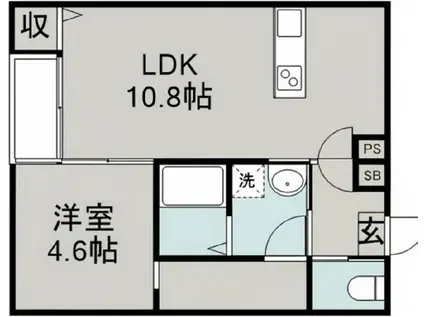 大工町アパート A棟(1LDK/1階)の間取り写真