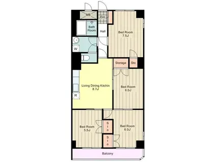 パレ・ドール西八王子(4DK/7階)の間取り写真