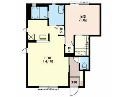 ヴェルドムール(1LDK/1階)の間取り写真