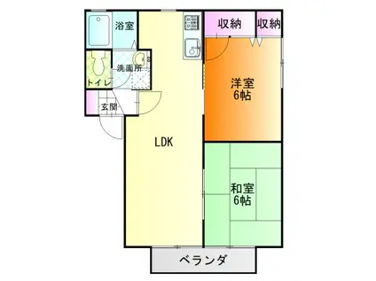 パークビュー・コートA(2LDK/1階)の間取り写真