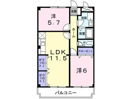 グランフォーレ池上(2LDK/2階)の間取り写真