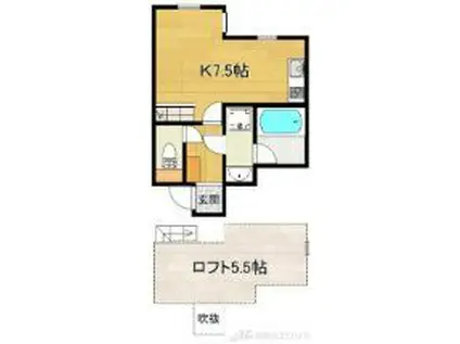 ガレリア千里山(ワンルーム/2階)の間取り写真